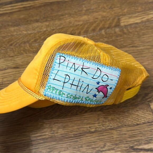 Pink Dolphin Mens Yellow After School Special Mesh Snap Back Trucker Cap - Picture 2 of 5